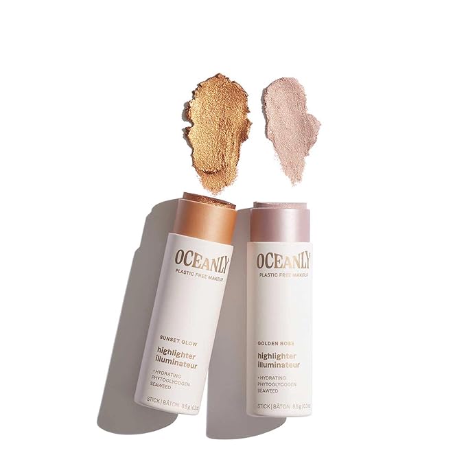 ATTITUDE Oceanly Lightweight Highlighter Stick, Titanium Dioxide-Free, EWG Verified, Plastic-Free, Vegan & Cruelty-free Makeup, Sunset Glow, 0.3 Ounces-Velvo Beauty