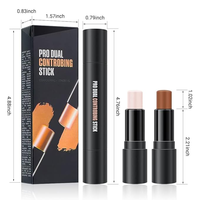 evpct 2In1 Cream Contour Stick Contouring Concealer Sticks Makeup Face Cream Kit for Beginners Creamy Contour and Highlight Stick contorno base de maquillaje para mujer en oferta 03 Natural & Coffee-Velvo Beauty