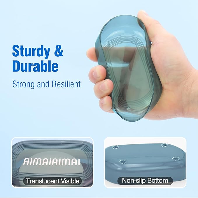 Travel Soap Container, Soap Dish with Lid, Travel Soap Box with Removable Draining Layer, Portable Soap Case for Traveling, Camping, Gym (Blue Style A)-Velvo Beauty