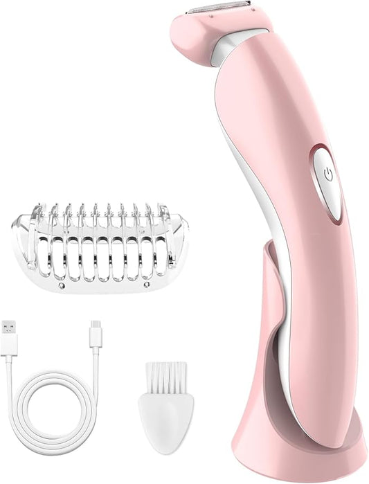 Electric Razor for Women - Painless Eletric Shavers for Women, Body Hair Removal for Legs and Underarms, Ladies Bikini Trimmer Wet Dry Shave, Rechargeable, with LED Light-Velvo Beauty