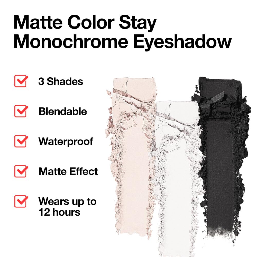 AMY'S DIARY White Black Pink Matte Eyeshadow Palette 3 pics set – Long-Lasting & Highly Pigmented, Vegan & Cruelty-Free-Velvo Beauty