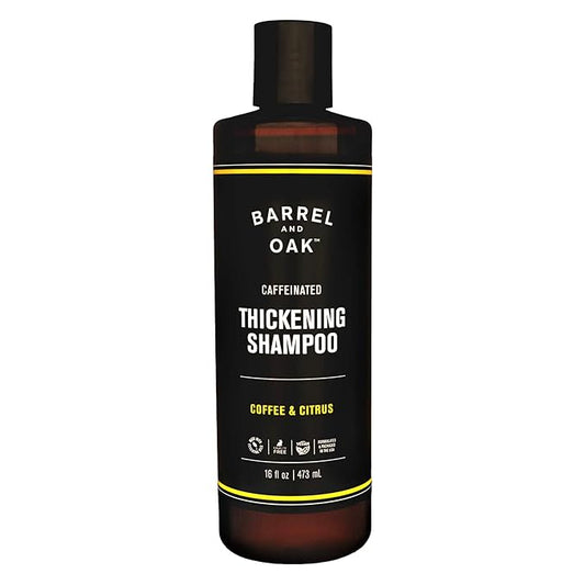Barrel and Oak - Caffeinated Thickening Shampoo, Biotin Shampoo, Hair Care for Men, Strengthens & Hydrates, Biotin for Thicker Hair, Essential Oil-Based Scent, Vegan (Coffee & Citrus, 16 oz)-Velvo Beauty