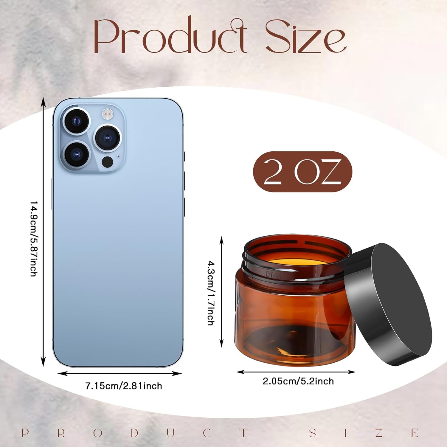 SATINIOR 100 Pcs Plastic Jars with Lids Small Containers Lids Wide Mouth Small Plastic Containers for Lotion Cream Rhinestones Body Butters Travel Storage(2 oz,Amber)-Velvo Beauty