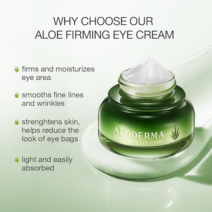 Aloderma Aloe Firming Eye Cream Made with 70% Organic Aloe Vera - Natural Daily Hydrating Eye Cream with Jojoba, Hyaluronic Acid, & Organic Aloe - Reduce Signs of Aging, Fine Lines & Wrinkles, 25g-Velvo Beauty