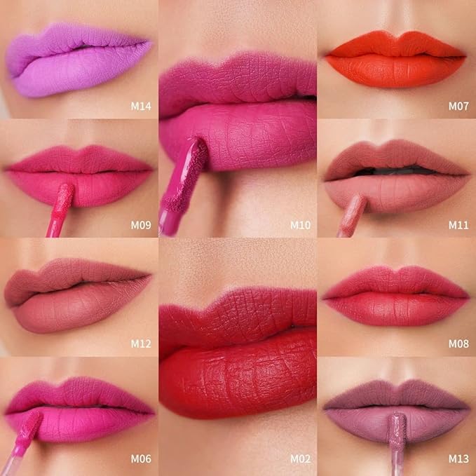 Oulac Pink Matte Lipstick Set for Women,Purple, Orange Lip Stain Long Lasting Waterproof, No Transfer, Creamy High Pigmented Formula with Rose Oil, Vegan & Cruelty-Free (M06+M07+M14)-Velvo Beauty