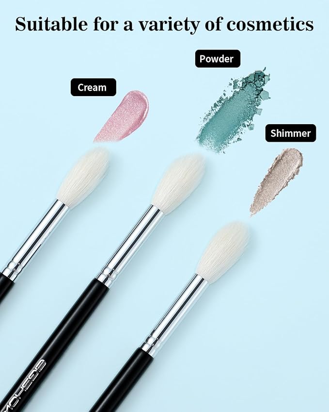Eyeshadow Brush Fluffy Big Blending Brush Goat Bristles Soft Smugde for Powder Cream Liquid Eyeshadow for Eye Makeup Black (E838)-Velvo Beauty