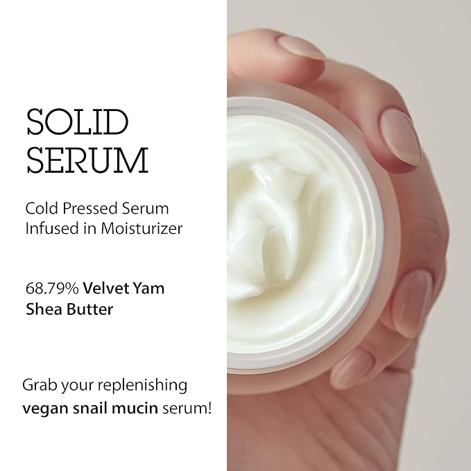 BLITHE Pressed Serum 68.79% Wild Yam Moisturizing Serum with Cream Texture for Women, Vegan Mucin Safe for Sensitive Skin, Korean Skincare 1.68 Fl Oz-Velvo Beauty