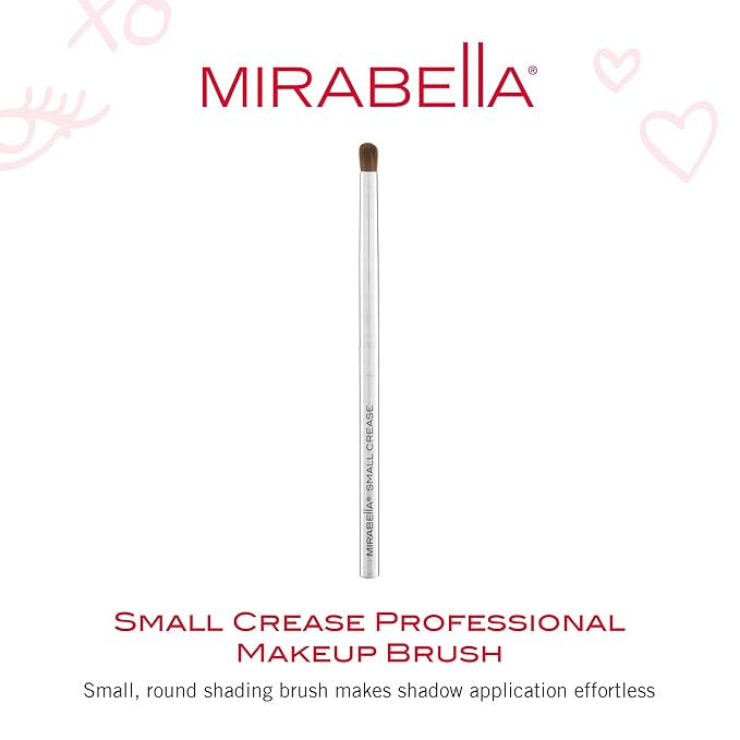 Mirabella Small Crease Eyeshadow Brush, Premium Professional Makeup Brush Collection, Cruelty-Free Synthetic Bristle Brush, Hand-Sculpted Brushed Aluminum Handle, Luxury Blending Brush for Makeup-Velvo Beauty