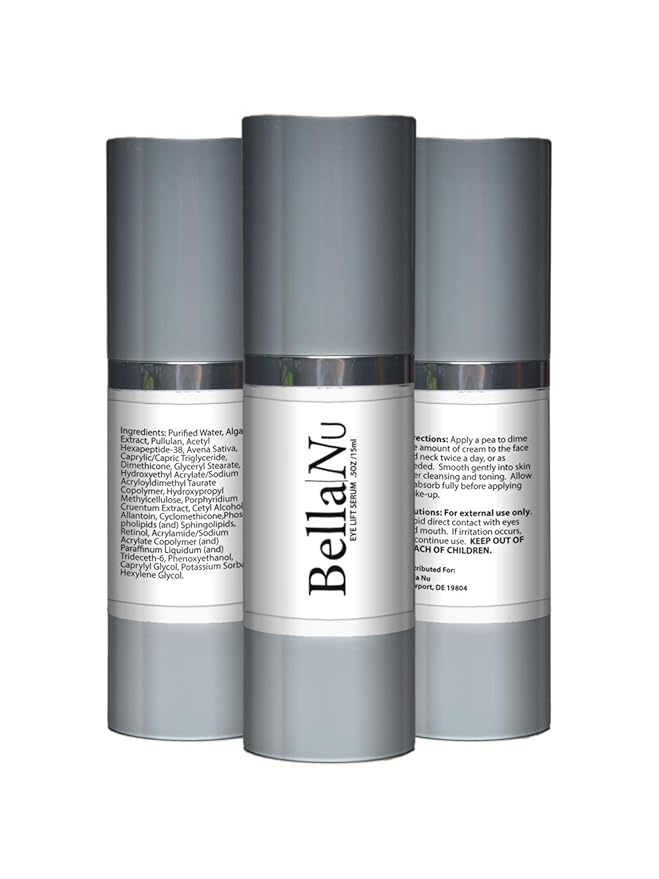 Bella Nu- Eye Lift Serum- Ultimate Potency- Premium Anti-Aging Solution- Promotes Reduction of Fine Lines and Wrinkles- Brightens Eyes and Evens Complexion-Velvo Beauty