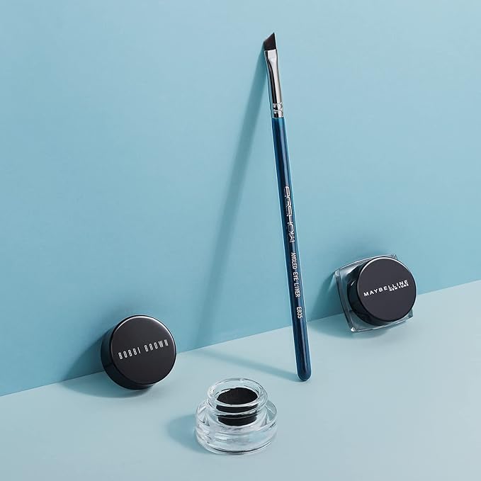 Eyeliner Brush Fine Angled - PRO Precision Gel Eye Liner Makeup Brush -Ultra Thin Slanted Flat Angle - Premium Cruelty Free Synthetic Bristles (E835 Blue)-Velvo Beauty