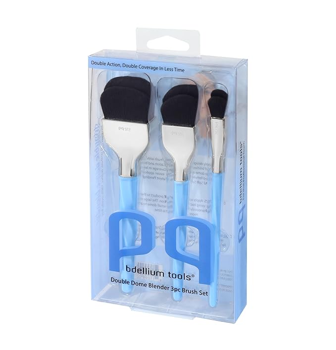 Bdellium Tools Professional Makeup Brush - Blue Double Dome Blender 3pc Brush Set-Velvo Beauty