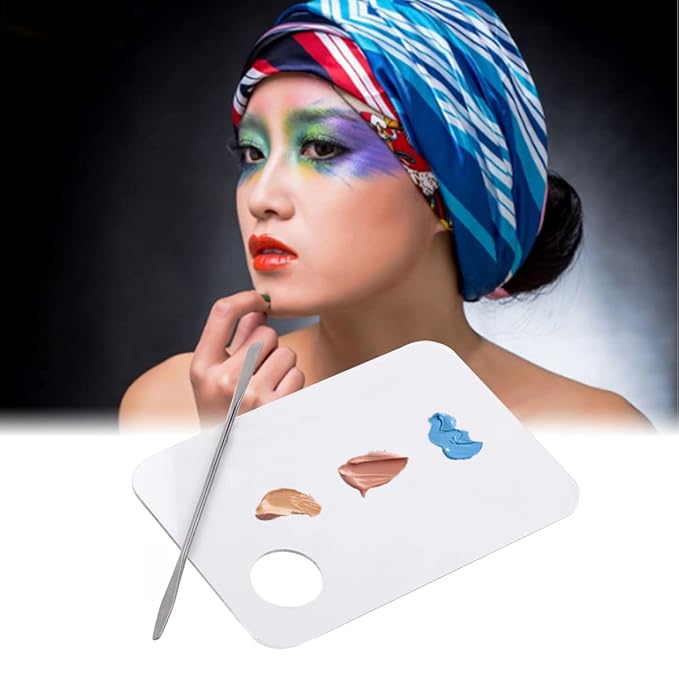 Acrylic Cosmetic Makeup Palette, 2 Pack Makeup Mixing Palette, Foundation Palette with Spatula Tool for Nail Art Eye Shadow Eyelash Makeup Professional Pigment Blending-Velvo Beauty
