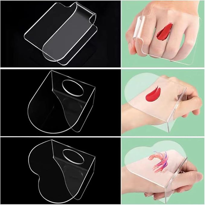 6 Pack Makeup Hand Acrylic Mixing Palette Mixing Tray with Spatulas for Mixing Foundation 3 Styles-Velvo Beauty