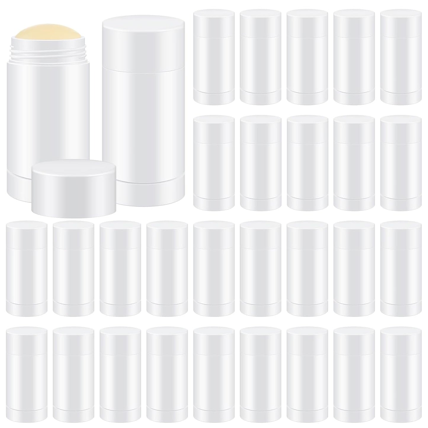 30 Pcs Empty Deodorant Containers Twist up Filling Stick Plastic Deodorant Container Refillable Bottles Bottomfill Round Lip Balm Tubes for Homemade DIY Lipstick Crayon(75 ml,White)-Velvo Beauty