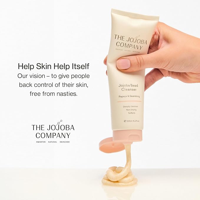 The Jojoba Company Bead Cleanser With Papaya & Quandong - Exfoliating & Hydrating Cream Face Wash - Gentle for Sensitive Skin - Pore Cleansing - For All Skin Types - 125ml-Velvo Beauty