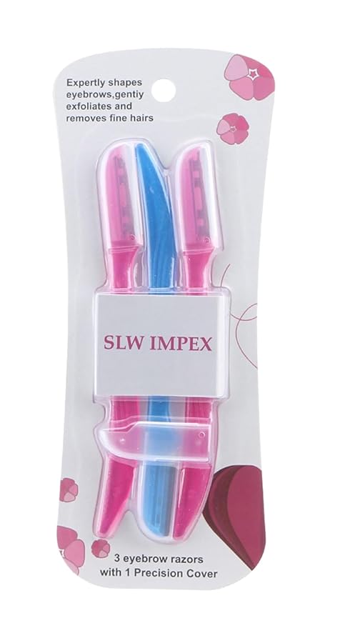 Eyebrow Razors for Women and Men – 3-Pack Facial Hair Remover and Exfoliating Dermaplaning Tool for Eyebrows, Upper Lip, Chin, Forehead – Precision Blade with Cover-Velvo Beauty