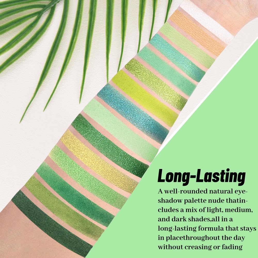 Smokey Green Eye Shadow Makeup Palette,15 Colors Bright Forest Emerald Dark Green Shimmer Matte Makeup Pallet,Long Lasting Waterproof for Daily and Halloween-Velvo Beauty
