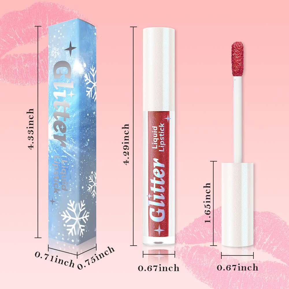 Orange Red Metallic Lipstick for Women,Lightweight Glitter Sparkling Liquid Lipsticks,Shimmer Lip Gloss Stain Long Lasting Waterproof Smudge Proof Non-Drying 24 Hour Full Coverage Lip Makeup,Vegan-Velvo Beauty