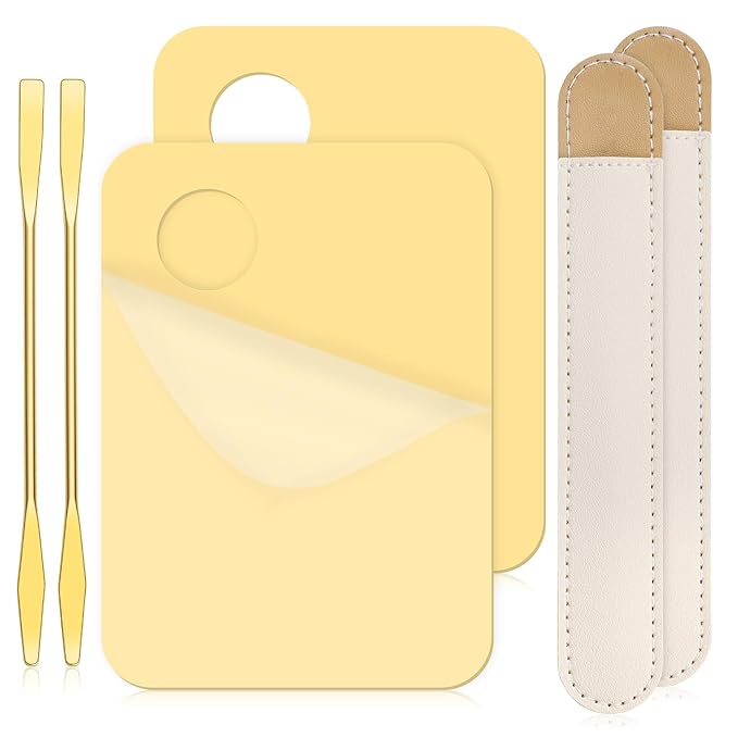 6 in 2 Sets Makeup Mixing Palette, Gold Acrylic Cosmetic Palette with Korean Makeup Spatula Tool for Mixing Foundation Eye Shadow Lipsticks Nail Art-Velvo Beauty