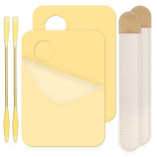 6 in 2 Sets Makeup Mixing Palette, Gold Acrylic Cosmetic Palette with Korean Makeup Spatula Tool for Mixing Foundation Eye Shadow Lipsticks Nail Art-Velvo Beauty