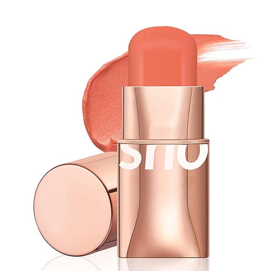 Cream Blush Stick for Cheeks Makeup, Waterproof Face Blush Stick Multi-Use Lip and Cheek Tint, Matte Finish Easy to Blend Lightweight Natural Cream Blusher Makeup for All Skin Tones-Orange-Velvo Beauty