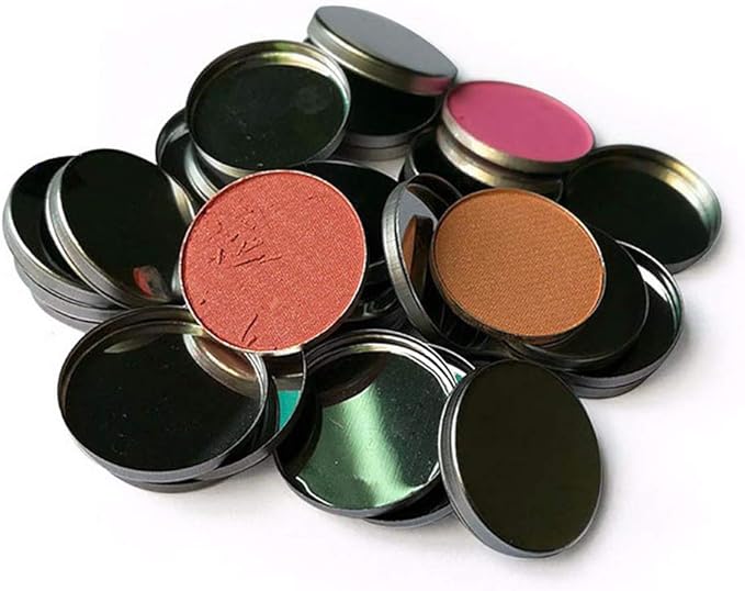 50 Pieces Empty Round Metal Tin Palette Pans Round Metal Pans Cosmetic Eyeshadow Pans for Eyeshadow Palette for Magnetic Makeup Palette, 26mm Diameter 3.5mm Height-Velvo Beauty