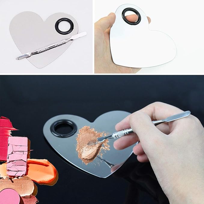 Stainless Steel Heart Shaped Makeup Palette Spatula - Makeup Artist Makeup Enthusiast Tools for Blending Cosmetic Foundation Shades-Velvo Beauty