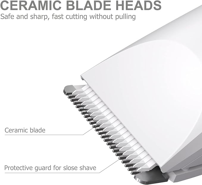 OLOV Electric Body Hair Trimmer - Groin Trimmer for Men - Bikini Trimmer Women - Wet/Dry Shaver Groomer, Replaceable Ceramic Blade Heads, USB Recharge Dock, Waterproof Hygiene Razor, White-Velvo Beauty