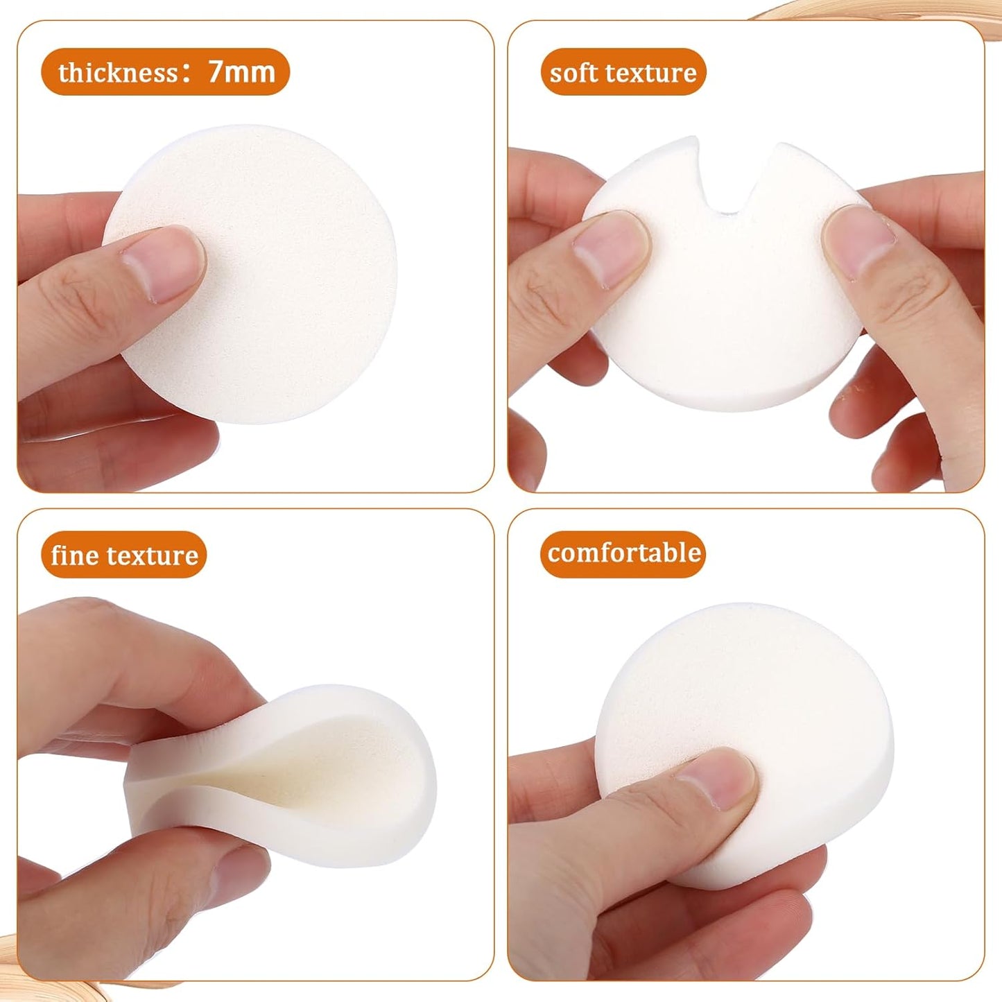 20Pcs White Makeup Sponge Round Make Up Facial Face Soft Sponge Cosmetic Puff Women Lady Beauty Makeup Foundation Powder Puff for All Skin Types Wet and Dry Dual Use-Velvo Beauty
