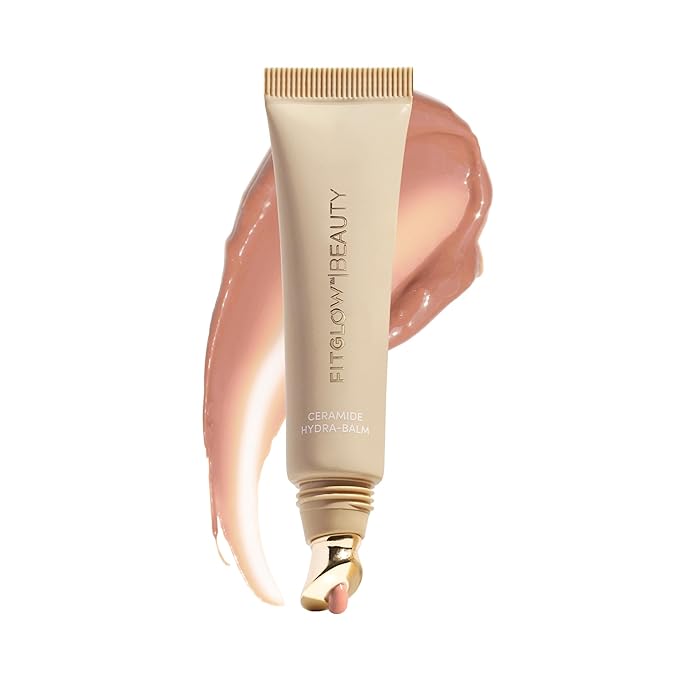 Fitglow Beauty Ceramide Hydra-Balm Lip Gloss | Hydrating Lip Serum with Peptides & Glutathione | Plumping & Anti-Aging Lip Skincare | Dry & Chapped Lip Repair | Vegan & Cruelty-Free | 12g - Bare-Velvo Beauty