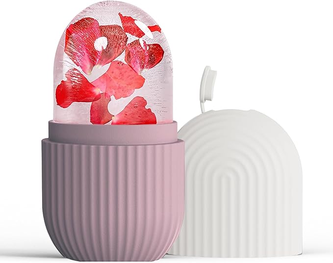 XHJRI Ice Face Roller Massager,Ice Cube Roller for Face, Eyes and Neck Naturally Conditioning and Skin Care,De-Puff Eye Bags,Reduce Migraine Pain,Reusable Massage Silicone Ice Mold (Brown)-Velvo Beauty