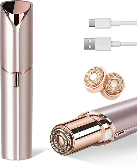 Facial Hair Remover for Women, Painless Womens Facial Hair Remover with 2 Replacement Heads, Lipstick-Sized, USB Rechargeable, Facial Hair Remover for Upper Lip,Chin,Peach Fuzz,Mustache-Velvo Beauty