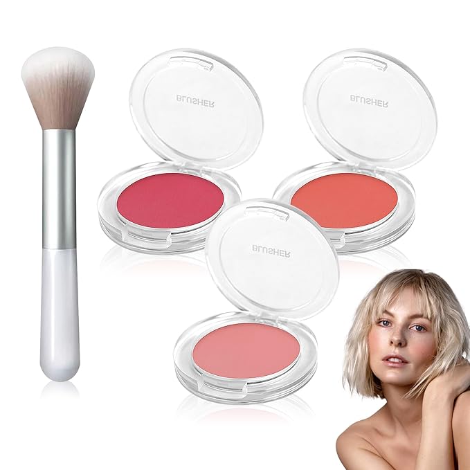 3 Colors Blush Palette,Matte Contour Makeup Blush for Cheeks,Waterproofing Highly Pigmented Face Cheek Blusher with Make Up Brush A12-Velvo Beauty