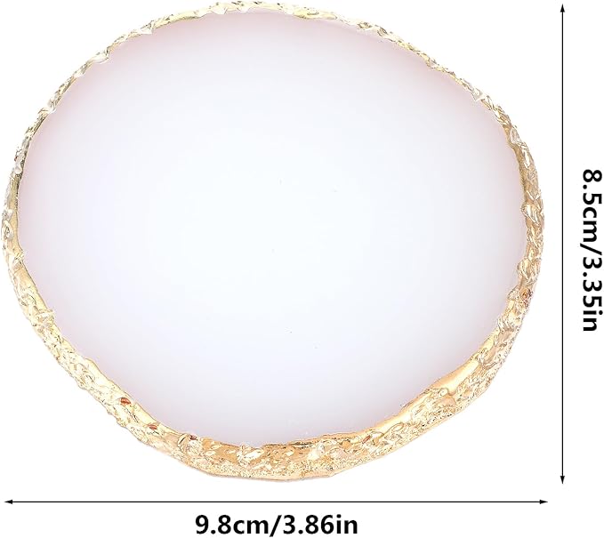 Resin Nail Art Palette Gold Edge Nail Holder Heart Shaped Color Makeup Foundation Mixing Tools Display Board Gel Nail Art Color Mixing Palette Painting Tray Manicure Tool (Irregular White)-Velvo Beauty