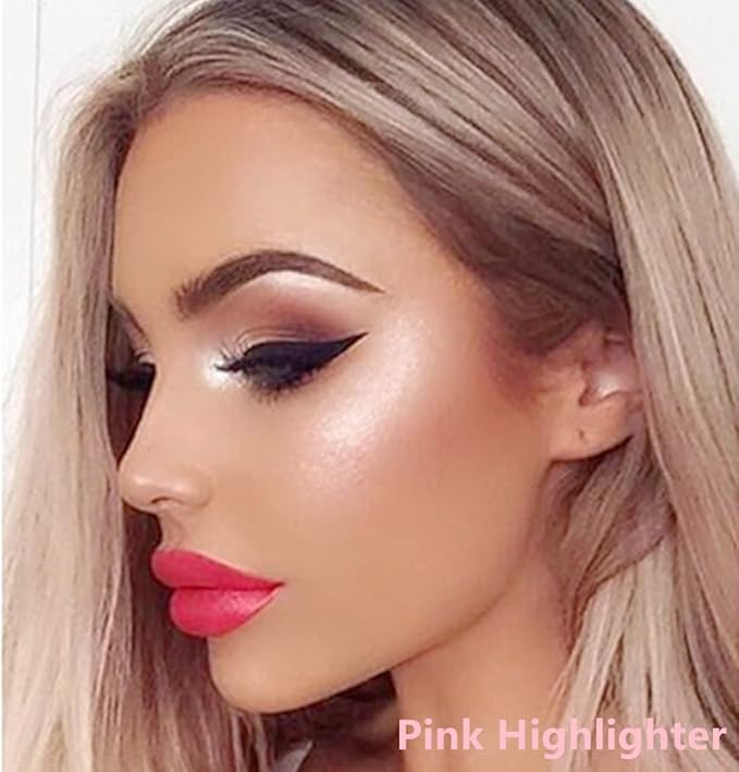 Go Ho Liquid Highlighter Wand,White Pink Highlighter Makeup Stick with Cushion Applicator,Smooth Creamy Liquid Highlighter Blendable Glowing Face Illuminator Contouring Makeup,03# Highlighter Makeup-Velvo Beauty
