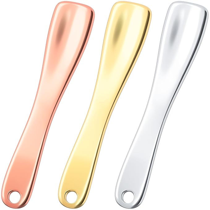 3 Pcs Facial Spatula Sticks Mini Metal Makeup Spatulas Tiny Skincare Cosmetic Spoons Reusable Face Eye Cream Lotion Applicator Tools Facial Massage Sticks for Women Girls-Velvo Beauty