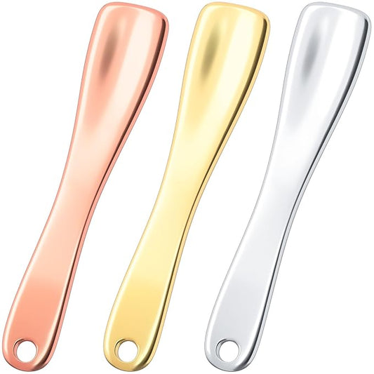 3 Pcs Facial Spatula Sticks Mini Metal Makeup Spatulas Tiny Skincare Cosmetic Spoons Reusable Face Eye Cream Lotion Applicator Tools Facial Massage Sticks for Women Girls-Velvo Beauty