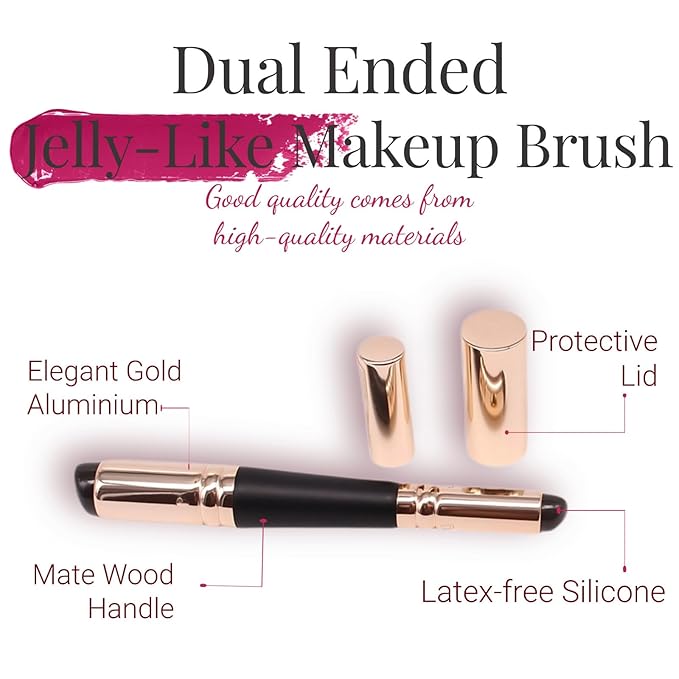 Dual Ended Silicone Lip Brush with Lid, Jelly-like Lip Makeup Brush, Versatile Makeup Applicator for Lips, Concealer, Contour, Blush, Bronzer, and Eyes, 1 count-Velvo Beauty