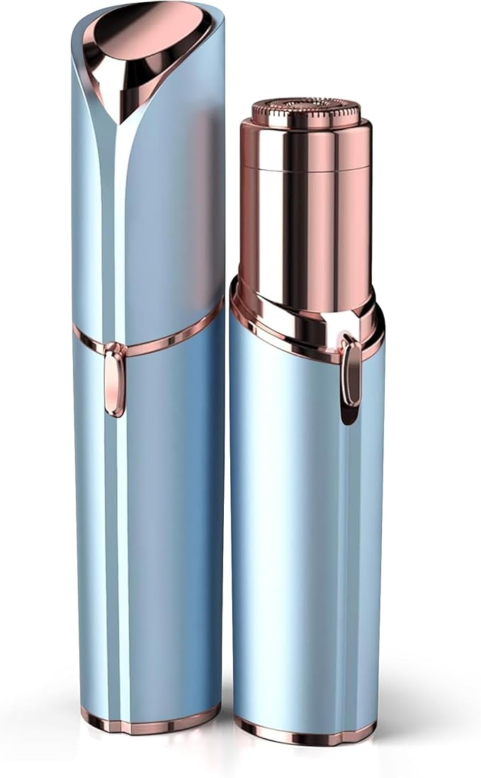 Facial Hair Remover for Women - as Seen on TV Painless Face Shaver - Electric Hair Removal Device for Face Lips Peach Fuzz with Light (Blue)-Velvo Beauty