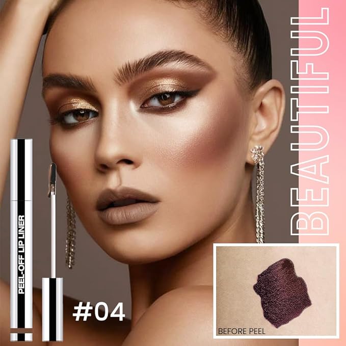 Matte Lip Gloss Stain-Peel Off Lip Liner Tattoo, Light Taupe Lip Tint,Long Lasting Peel Off Lip Stain, Waterproof Transfer-proof Lip Mask Lip Liner Peel Off Lip Gloss,Stayn Lip Makeup. #04-Velvo Beauty