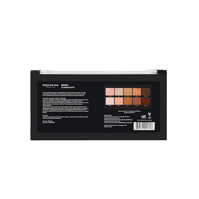 Profusion Cosmetics 10 Shade Eyeshadow Palette - High Pigmented Multi-Finish Colors, Vegan & Cruelty-Free, Create Stunning Looks On-the-Go - Travel-Friendly & Versatile Makeup, Nudes-Velvo Beauty