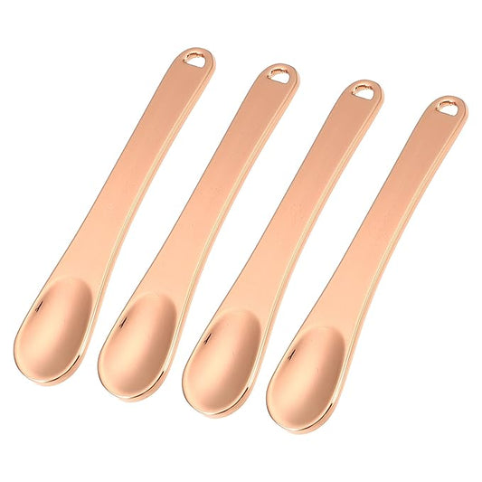 VOCOSTE 4 Pcs Makeup Spatula Mini Spoon, Eye Cream Massage Sticks Beauty Scoop, for Facial Cosmetic Face Cream, Zinc Alloy 2.32"x0.46", Rose Gold Tone-Velvo Beauty