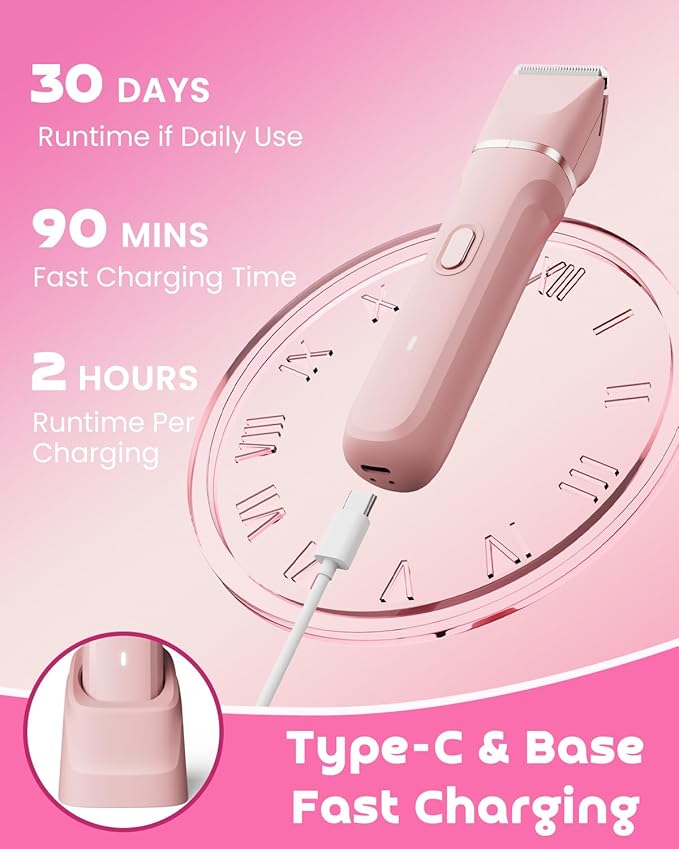 Bikini Trimmer for Women, Dovety 3 in 1 Painless Electric Razors for Women, Rechargeable Pubic Hair Trimmer Electric Shaver for Legs Body Facial Hair, IPX7 Waterproof, Ceramic Blade, USB Charge Dock-Velvo Beauty