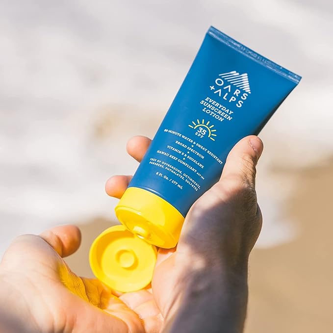 Oars + Alps Sunscreen Body Lotion for Everday Use, SPF 35 Body & Face Sunscreen Lotion, Infused with Aloe Leaf & Vitamin E, No White Residue, Water & Sweat Resistant, All Skin Types, Lightweight, 6oz-Velvo Beauty