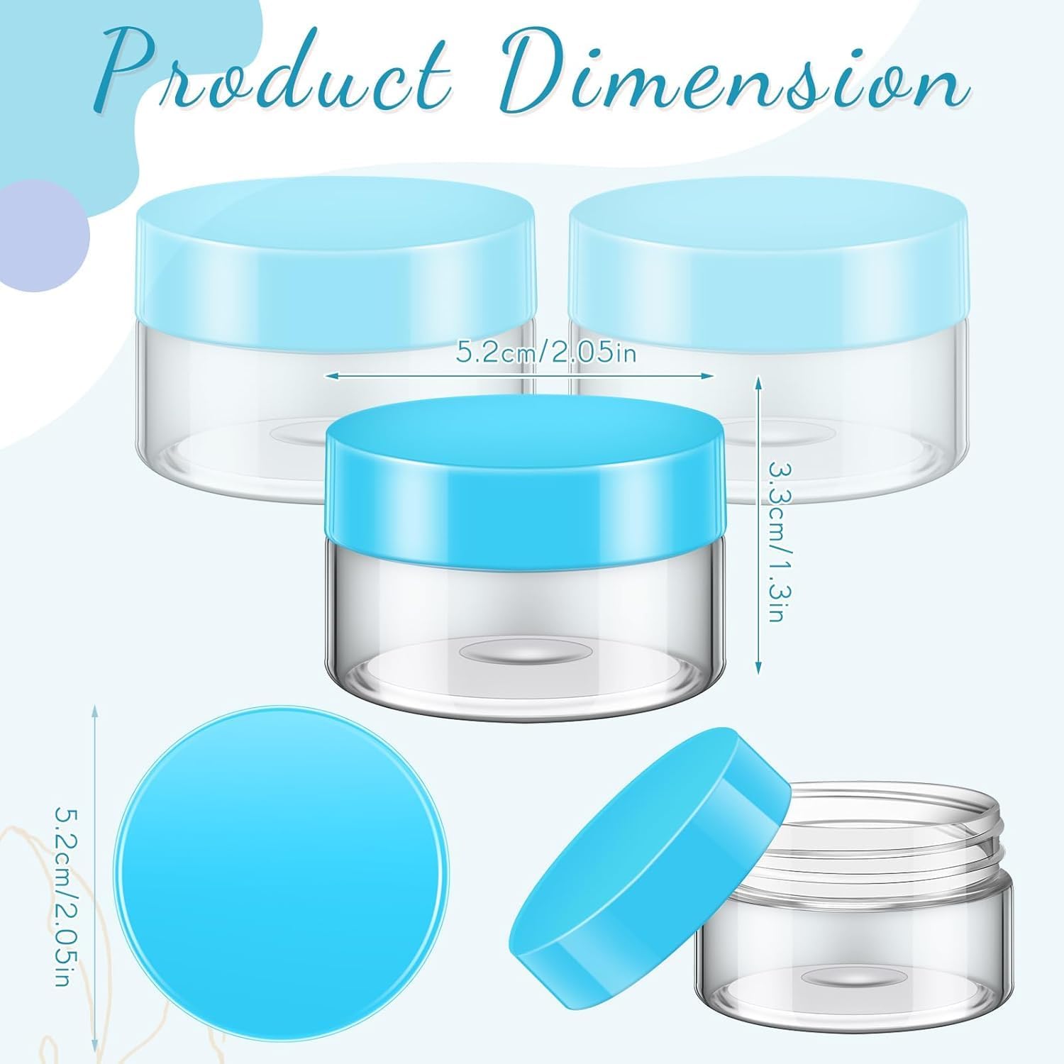 SATINIOR 100 Pcs Plastic Jars with Lids Small Containers Lids Wide Mouth Small Plastic Containers for Lotion Cream Rhinestones Body Butters Travel Storage(1 oz,Blue)-Velvo Beauty