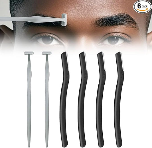 Eyebrow Razors for Men 6 Pieces, Japanese Blades Precision Dermaplane Razors, Small Eyebrow Trimmer Set, Multipurpose Exfoliating Dermaplaning Tools for Peach Fuzz, Small Face Razors for Men and Women-Velvo Beauty