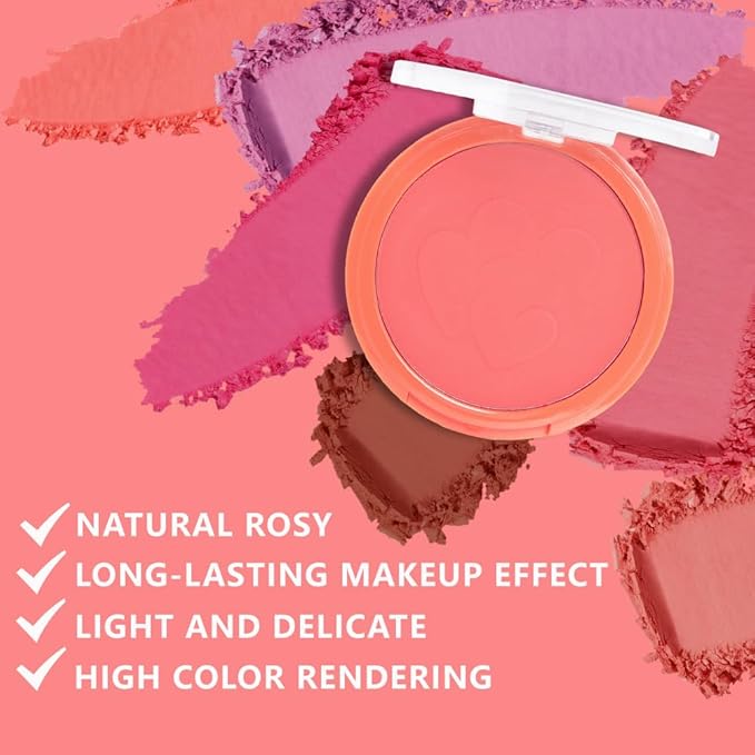 Single Coral Orange Matte Blush for Cheeks Face Blushes Makeup Palette, Rose Bean Monochrome Cream Blushes Palette Makeup for Older Women, Natural Pigmented Paleta de coral anaranjado monocromática 04-Velvo Beauty