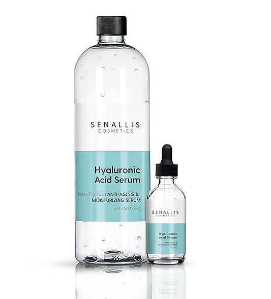 Hyaluronic Acid Serum 16 fl oz And 2 fl oz, Made From Pure Anti Aging/Wrinkle, Ultra Hydrating Moisturizer That Reduces Dry Skin Manufactured In USA-Velvo Beauty