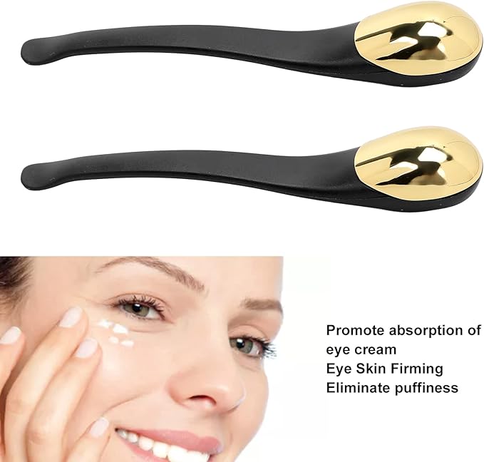 ZJchao Eye Massage Stick, 2pcs Eye Cream Applicator Spatula Metal Face Massage Tool Stick Applicator Wand Sticks Eye Cream Massage Sticks Cosmetics Spoon Massager for Dark Circle Puffiness Reduction-Velvo Beauty