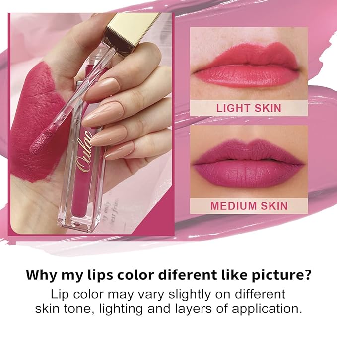 Oulac Matte Liquid Pink Lipstick for Women, Long Lasting Lipstick Waterproof Lip Stain, No Transfer, Creamy High Pigmented Formula with Rose Oil, Vegan & Cruelty-Free, Rose Pink M10-Velvo Beauty
